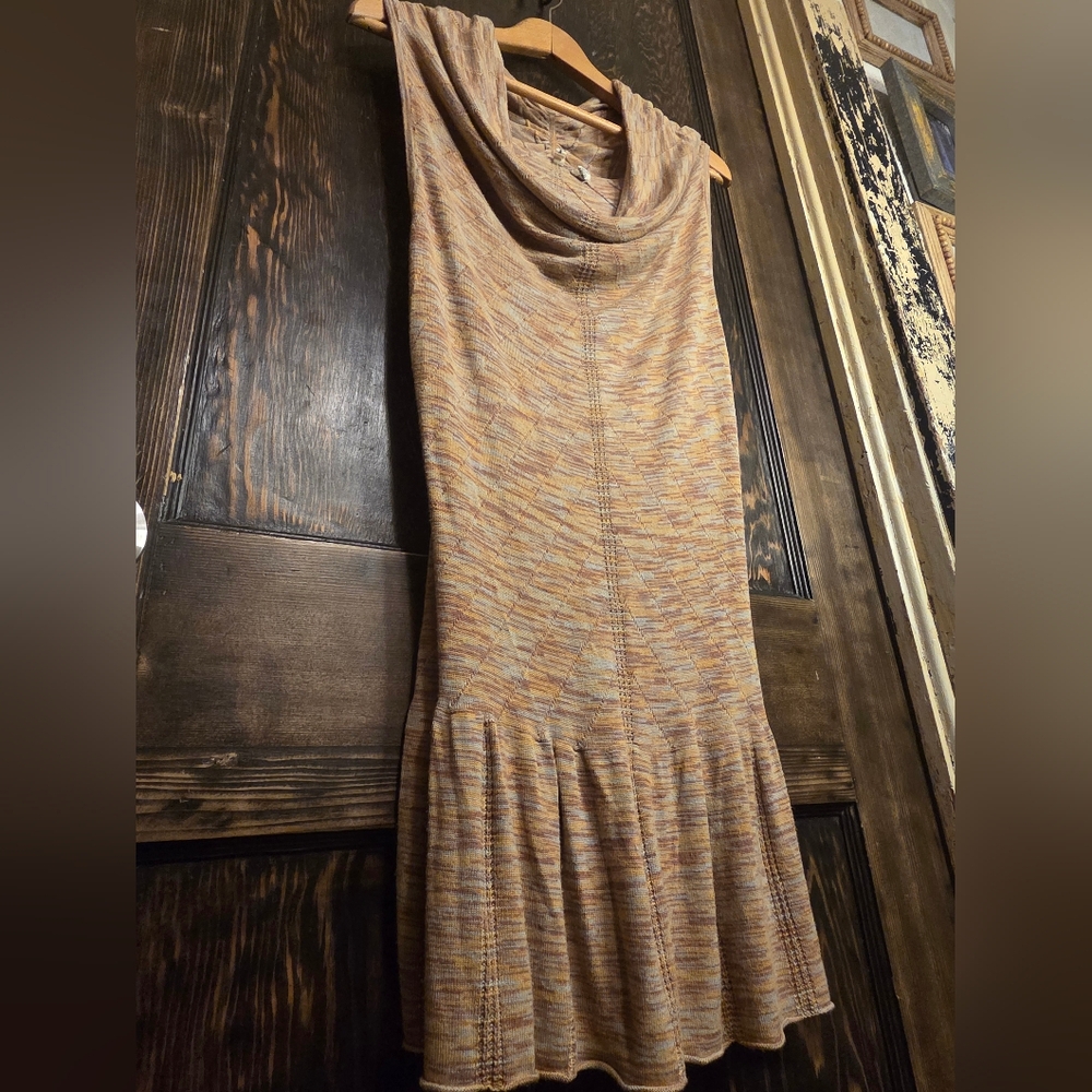 *Anthropolohie* Moth Cowl Neck Sleeveless Knit Earth Tone Sweater Dress - Picture 2 of 13